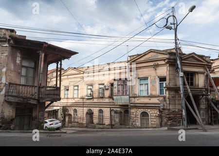 Tbilisi, Georgia - April 29, 2019: Tbilisi empty street view with old living houses Stock Photo