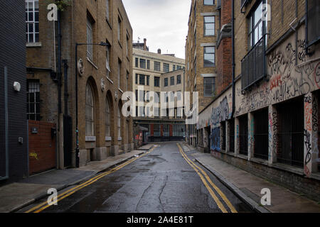 LONDON, ENGLAND - September 15, 2019, Typical streets and facades of East London factory districts Stock Photo