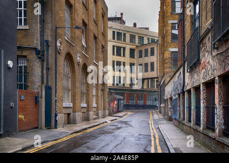 LONDON, ENGLAND - September 15, 2019, Typical streets and facades of East London factory districts Stock Photo