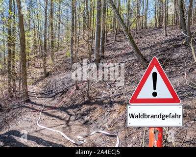 German Warning sign forest fire danger Stock Photo