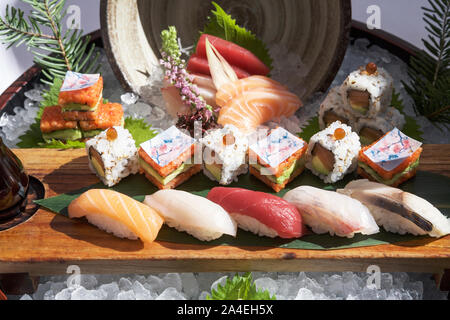 Traditional Japanese food, sushi. Asian food. Japanese cuisine. Japanese food. Food photography. Japanese culture food. Stock Photo