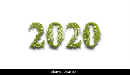 Decorative 2020 numbers isolated, new year font on white Stock Photo