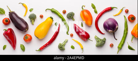Assortment of fresh vegetables for healthy nutrition on white Stock Photo