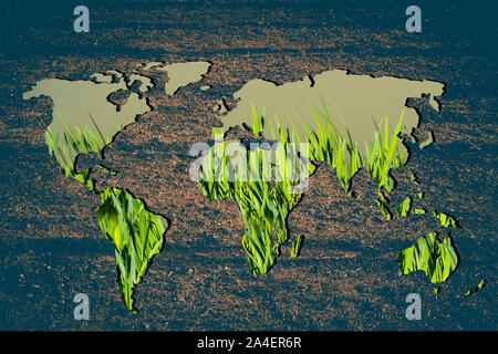 Roughly outlined world map with white background Stock Photo