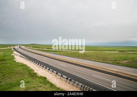 Cloudy day on the Kansas turnpike. Stock Photo