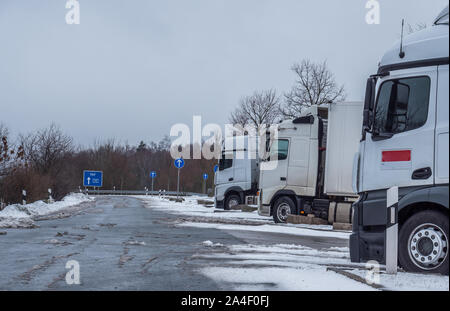Truck service area in winter