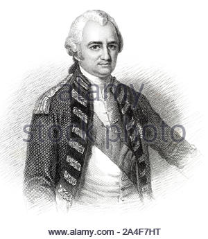Lord Clive, Major-General Robert Clive 1725 – 1774,1st Baron Clive, Commander-in-Chief of British India mid 1700s, vintage illustration from 1850 Stock Photo
