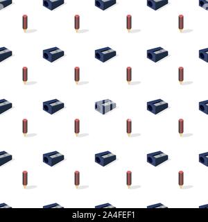 Seamless background from a set of office and school accessories, vector illustration. Stock Vector
