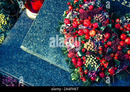 red burial decoration in heart shape Stock Photo