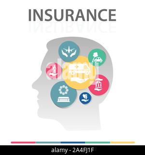 Insurance Infographics vector design. Timeline concept include medical insurance, accident insurance, travel insurance icons. Can be used for report Stock Vector