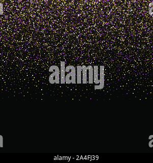 Candy made from colored round figures. Gold, flicker, shine. A holiday, an invitation. Gold dust. Photo frame. Vector illustration. starry sky Stock Vector