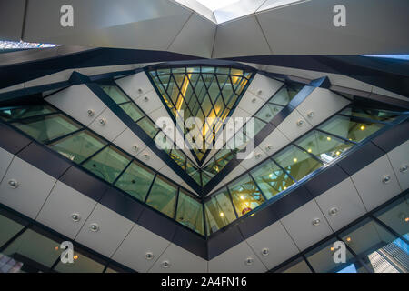 Architecture detail from the gherkin tower at the city of London Stock Photo
