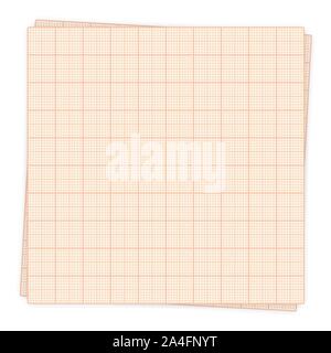 Graph paper sheet isolated on white background, vector illustration. Stock Vector