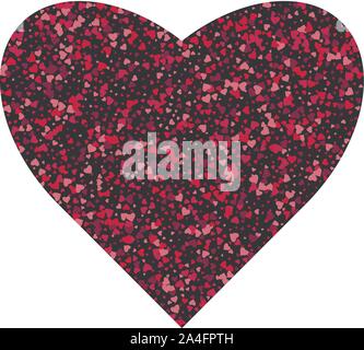 Vector confetti splash in the shape of a heart. Valentines Day background congratulation card. Heart shape of a lot of small hearts on a white backgro Stock Vector