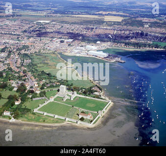 Aerial view of Portchester Castle and the upper reaches of