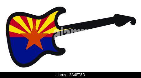 An original solid body electric guitar isolated over white with the Arizona state flag Stock Vector