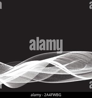 Black background technology.Transparent white waves.Abstract shiny background. eps 10 Stock Vector