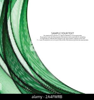 Abstract background with green transparent wavy lines. Stock Vector