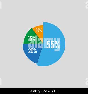 Colorful Circular chart, diagram, pie chart. Vector illustration. Stock Vector