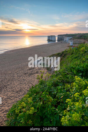 Sunrise at Botany Bay; a sandy beach on the Isle of Thanet in Broadstairs, Kent. Stock Photo