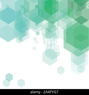 Abstract modern geometric background with blue and green hexagons Stock Vector