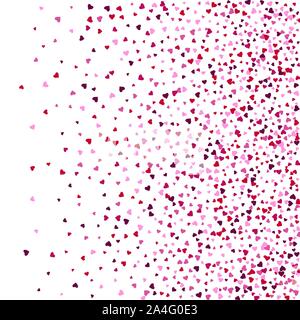 Vector card with shimmer. Greeting card with hearts. Red sparkle. Shimmer. Sparkles. Falling hearts. Confetti of hearts. Valentine's day.eps 10 Stock Vector