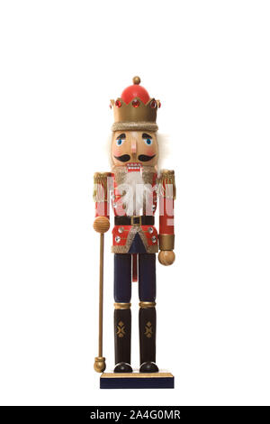 Nutcracker king doll on isolated white background Stock Photo