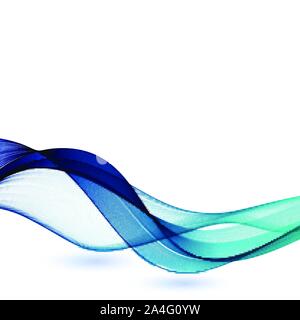 Wave with shadow.Abstract blue lines on a white background. Line art. Vector illustration. Colorful shiny wave with lines created using blend tool. Cu Stock Vector