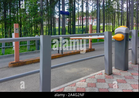Close up Barrier Gate Automatic system for security. Automatic entry system. Stock Photo
