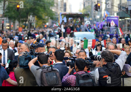 New York, United States. 14th Oct, 2019. NEW YORK, NY - OCTOBER 14, 2019: Photojournalists gathered to take pictures of Governor Andrew Cuomoduring the annual Columbus Day parade on October 14, 2019. (Photo by Ryan Rahman/Pacific Press) Credit: Pacific Press Agency/Alamy Live News Stock Photo