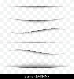 Page divider. Transparent realistic paper shadow effect set. Web banner. Element for advertising and promotion. Vector illustration for your design, t Stock Vector