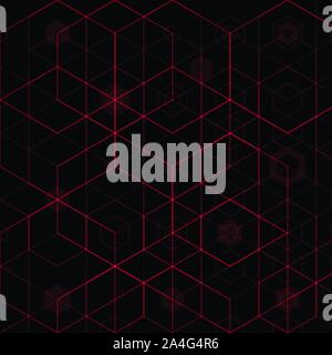 Abstract hexagonal background with red color, Vector illustration Stock Vector