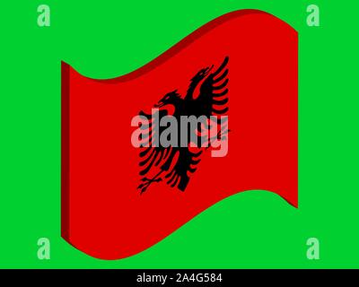 Wave National flag of Albania Vector illustration eps10. Stock Vector