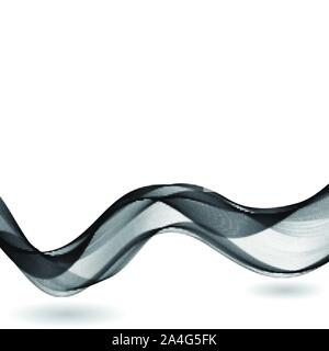 Smoky translucent wave. Gray Curved Lines Stock Vector