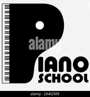 art logo of a music school with a piano in the form of the letter p Stock Vector