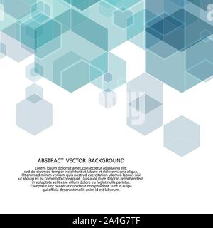 Abstract geometric background. Template brochure design. Blue hexagon shape Stock Vector