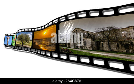 Frame film with various photos inside Stock Photo