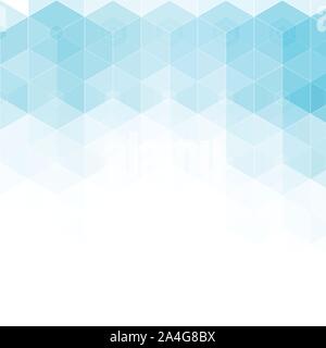 blue polyhedra on a blue background, the effect of transparency. Layout for advertising. Idea for business, interior. Illustration in polygonal style. Stock Vector