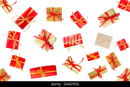 Christmas Gift Boxes Placed On white Background Stock Photo