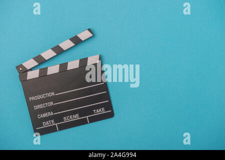 movie clapper on blue background, cinema concept Stock Photo