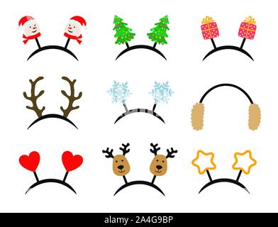 Set of Christmas accessories for carnival party Stock Vector