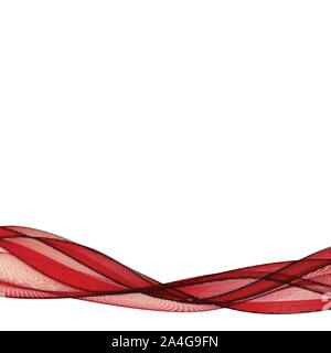 Red waves, streams or lines on white. Vector abstract dynamic background. Stock Vector