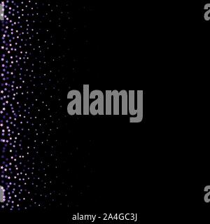 Violet particles falling on transparent background, horizontal orientation. Vector. Stock Vector