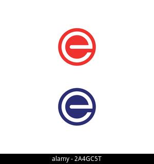 Letter E logo icon design template elements. Red and blue - Vector Stock Vector