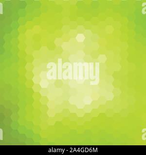 Sunny spring mosaic background, green hexagonal pattern vector background Stock Vector