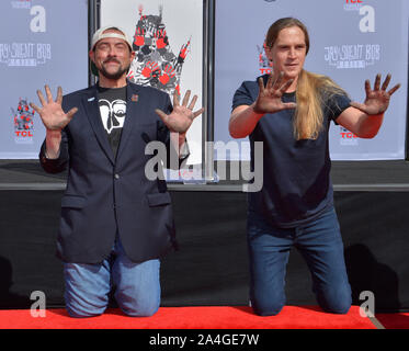 Los Angeles, United States. 14th Oct, 2019. Actors Kevin Smith (L) and Jason Mewes participates in a hand and footprint ceremony immortalizing them in the forecourt of the TCL Chinese Theatre (formerly Grauman's) in the Hollywood section of Los Angeles on Monday October 14, 2019. Photo by Jim Ruymen/UPI Credit: UPI/Alamy Live News Stock Photo