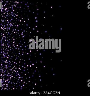 Violet particles falling on transparent background, horizontal orientation. Vector. Stock Vector