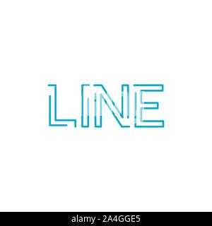 Blue English font. Vector. Linear, contour letters. Volumetric figures ...