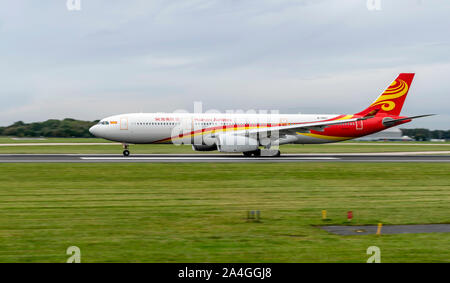 Hainan Airlines, Airbus, A330-300, B-1097 at Manchester Airport rolling for take-off Stock Photo