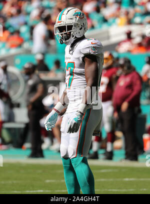 Miami Gardens, Florida, USA. 13th Oct, 2019. Miami Dolphins running back Kalen Ballage (27) looks on during an NFL football game against the Washington Redskins at the Hard Rock Stadium in Miami Gardens, Florida. The Redskins won 17:16. Credit: Mario Houben/ZUMA Wire/Alamy Live News Stock Photo